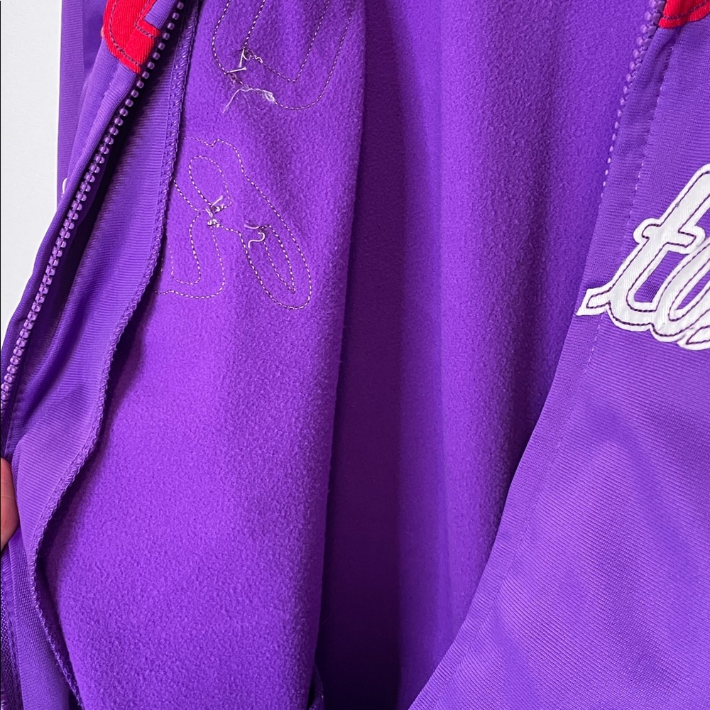 NBA Purple White Red Toronto Raptors Colorblock Windbreaker Jacket - Picture 4 of 6